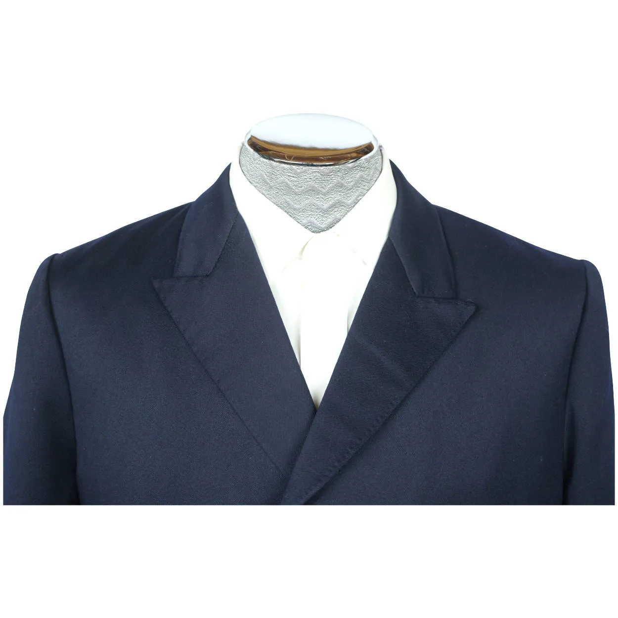 Vintage 1960s Pierre Cardin Paris Topcoat Mens Blue Wool Gabardine Coat Size M L