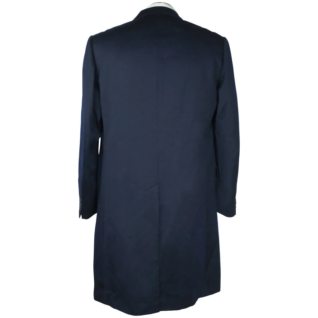Vintage 1960s Pierre Cardin Paris Topcoat Mens Blue Wool Gabardine Coat Size M L