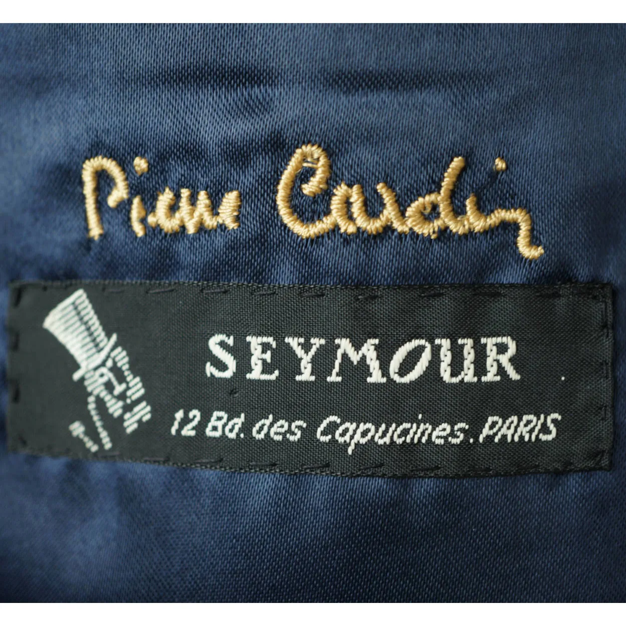 Vintage 1960s Pierre Cardin Paris Topcoat Mens Blue Wool Gabardine Coat Size M L