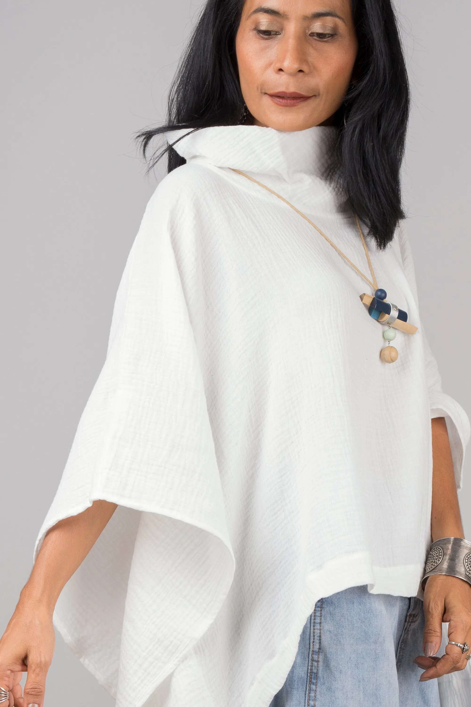 White Cotton Gauze Kaftan top