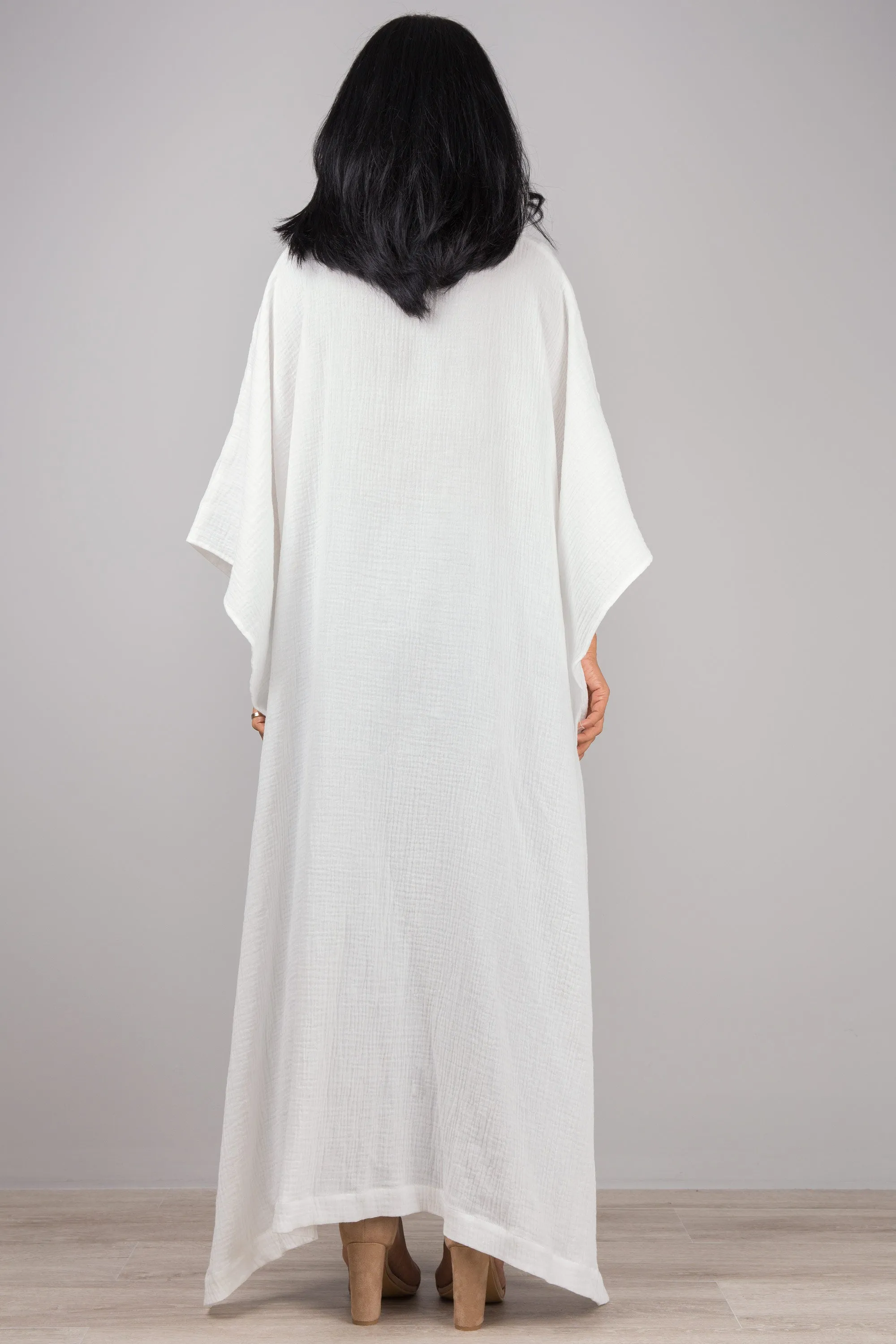 White Cotton Gauze Kaftan top