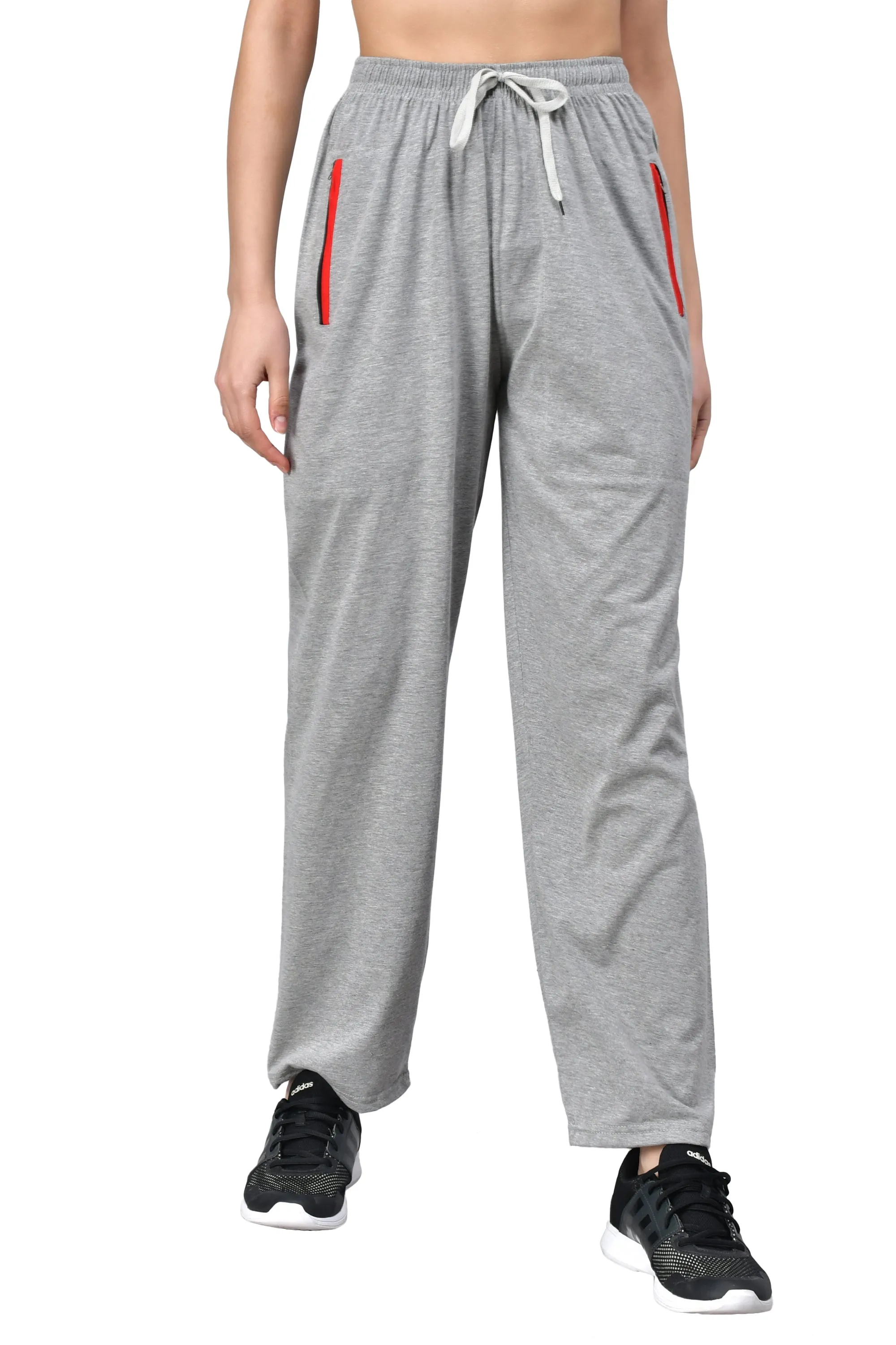 Women's Grey Track Pants with Zip Pockets