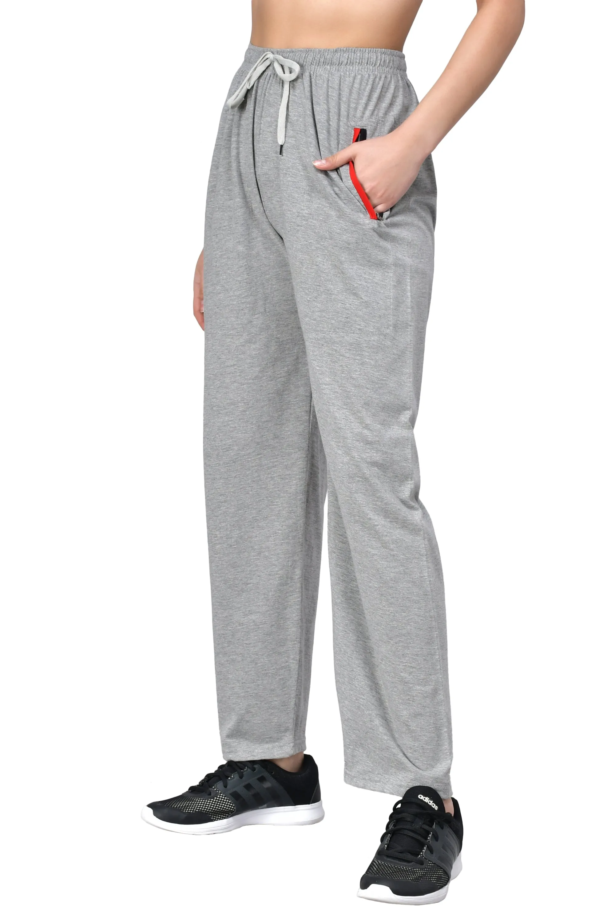 Women's Grey Track Pants with Zip Pockets