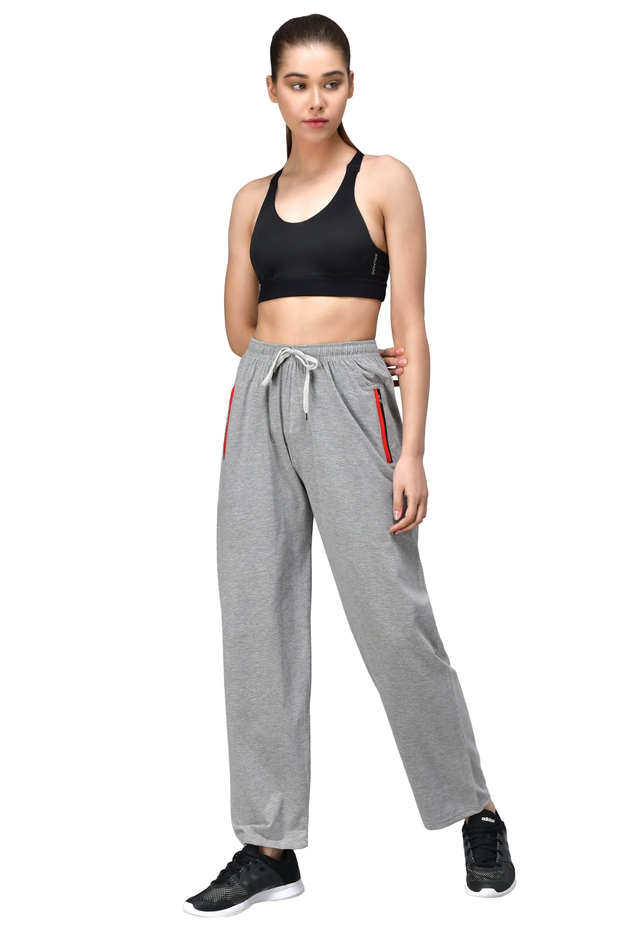 Women's Grey Track Pants with Zip Pockets