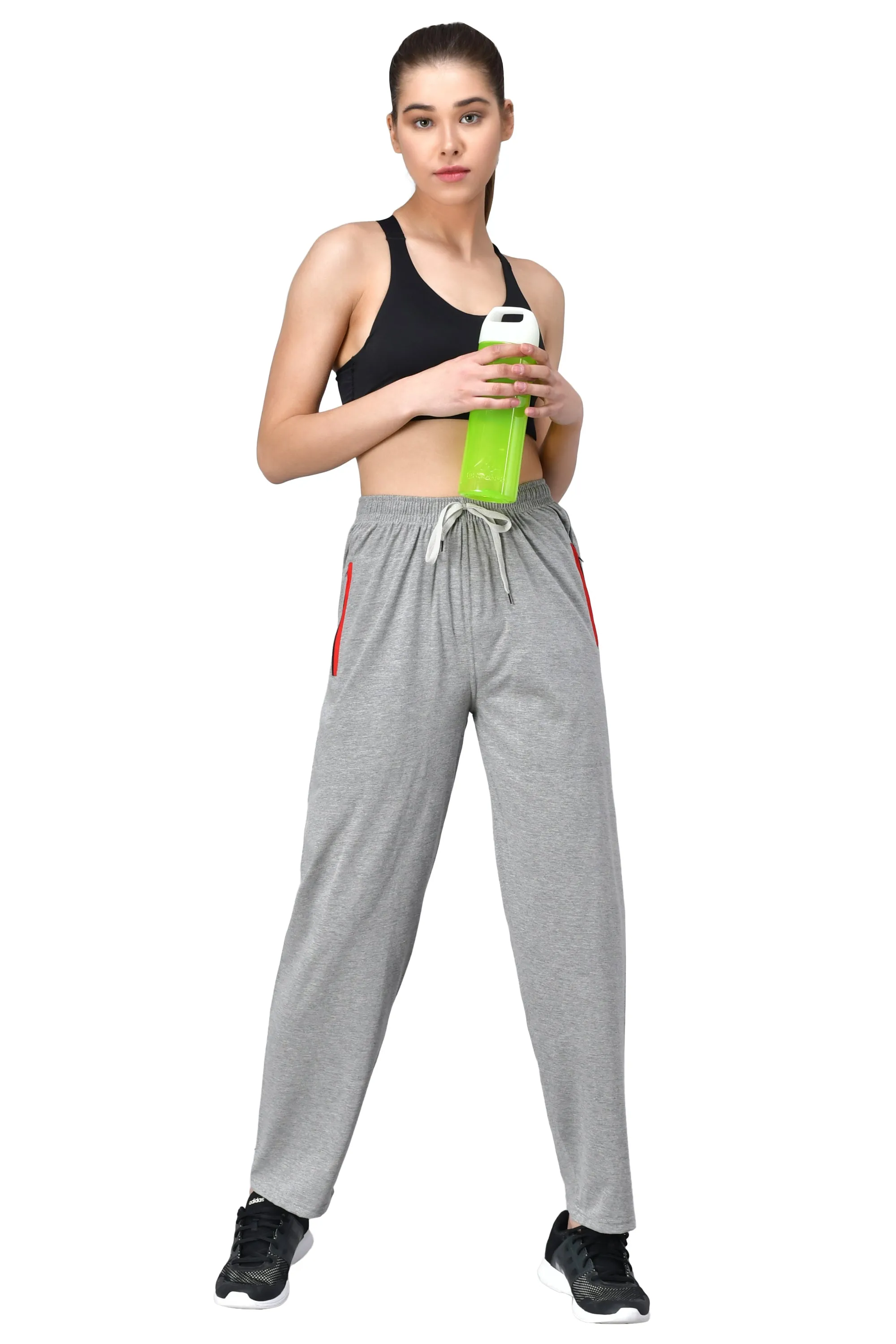 Women's Grey Track Pants with Zip Pockets