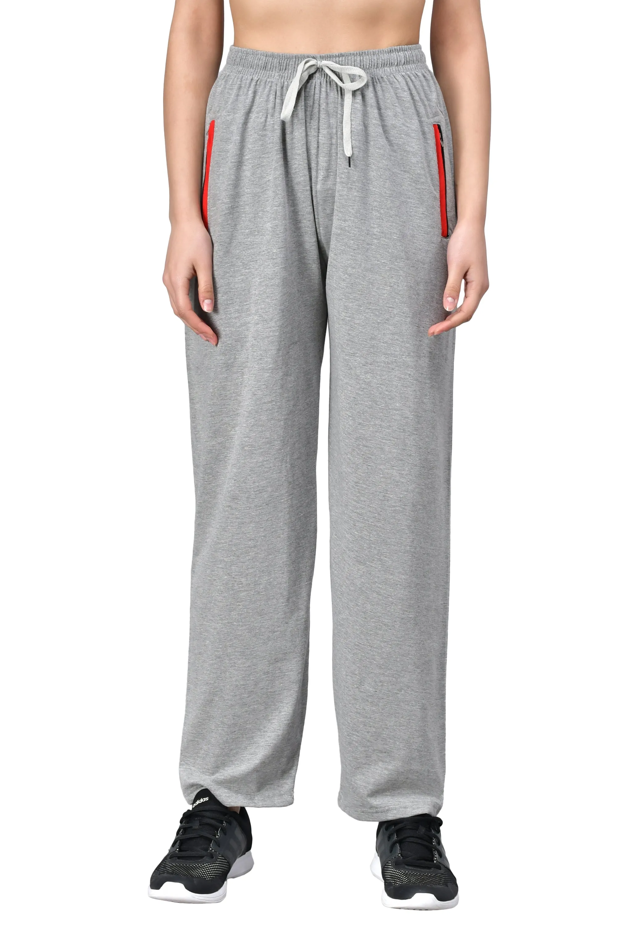Women's Grey Track Pants with Zip Pockets