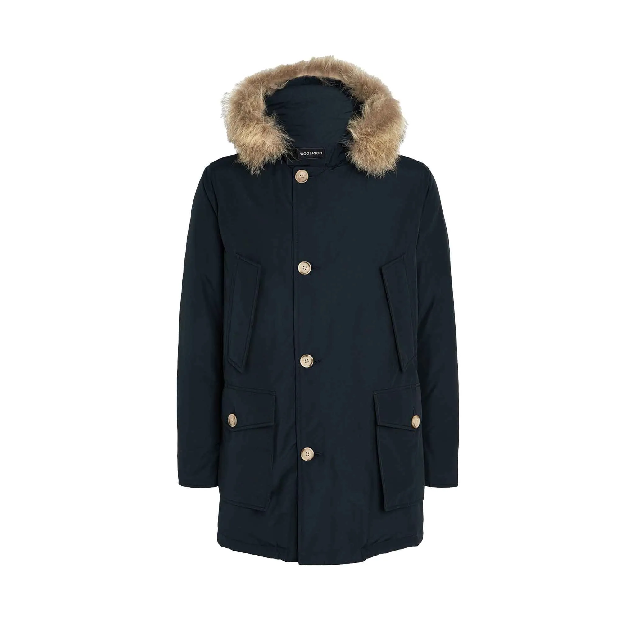 Woolrich Mens Arctic Detachable Fur Parka in Melton Blue