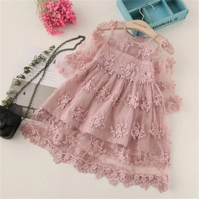 Yeknu Summer Lace Children Clothing Princess Kids Dresses For Girls Causal Wear Unicorn Dress 3 8 Years Girls Dress Vestido Robe Fille